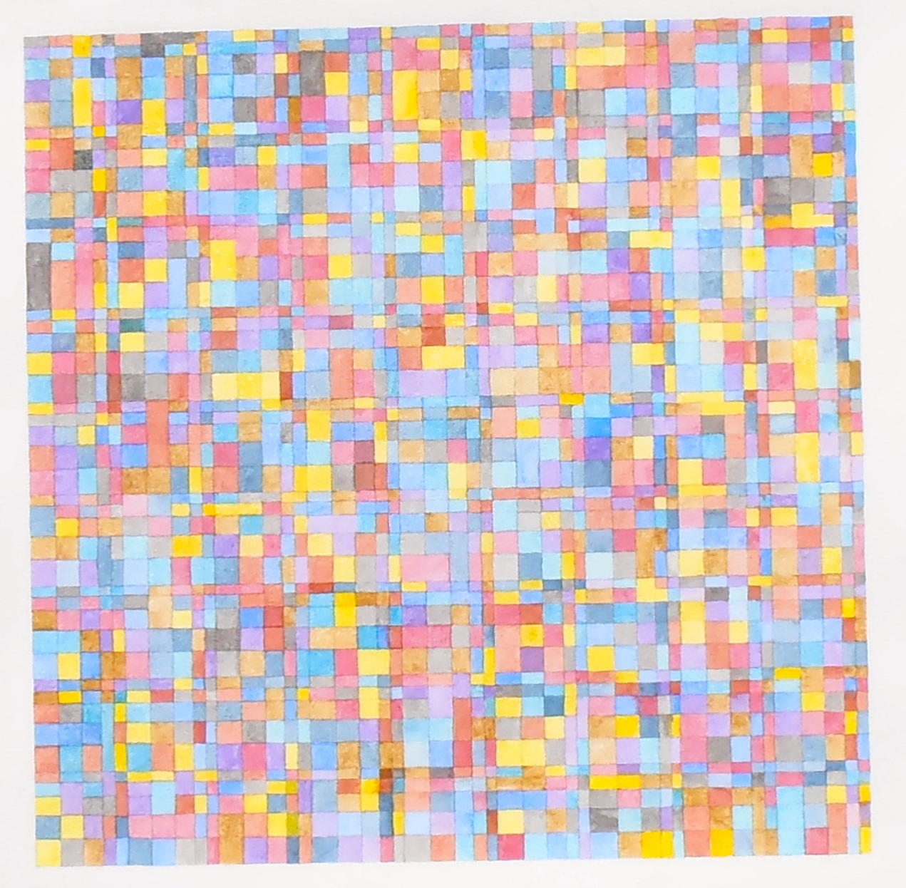 Sudoku blokjes aquarel blauw geel roze muur