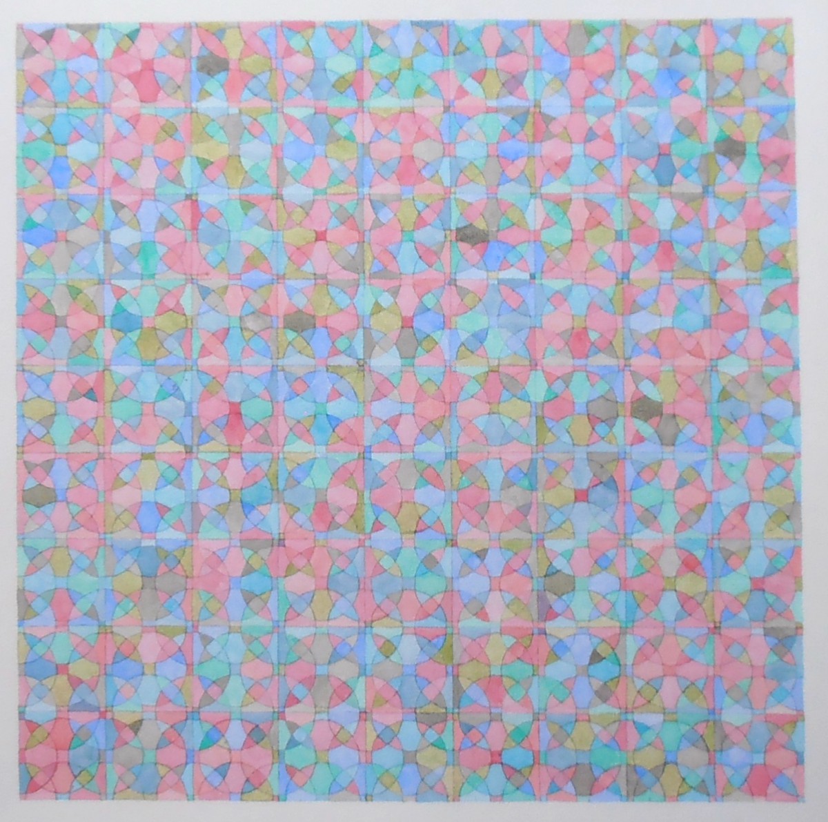 Sudoku circle vierkant roze blauw aquarel